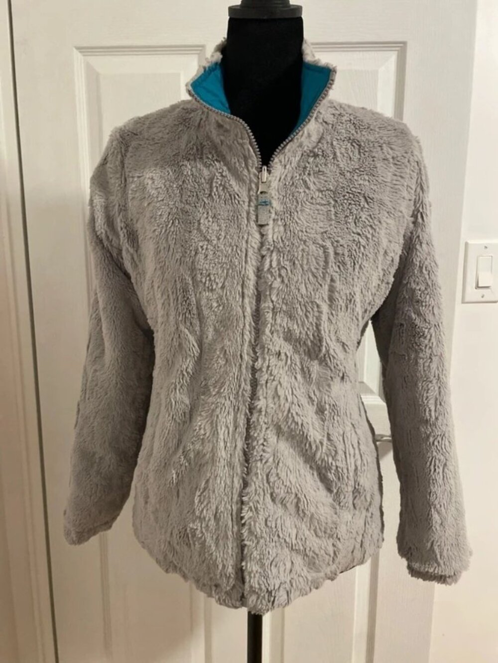 C9 By Champion Kids Gray Blue Reversible Fleece Jacket L